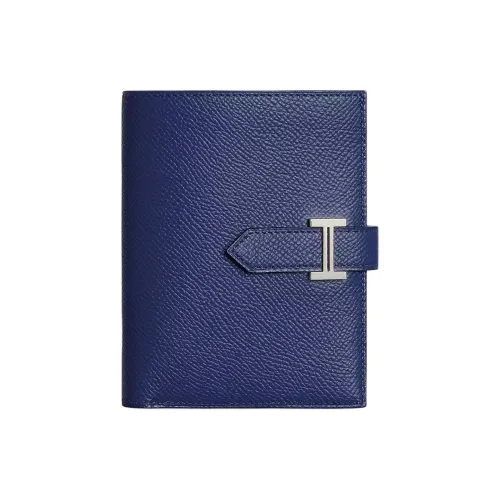 HERMES Bearn Epsom Телячья кожа Кошелек Женские 73 BLEU Saphir Сапфирово-синий