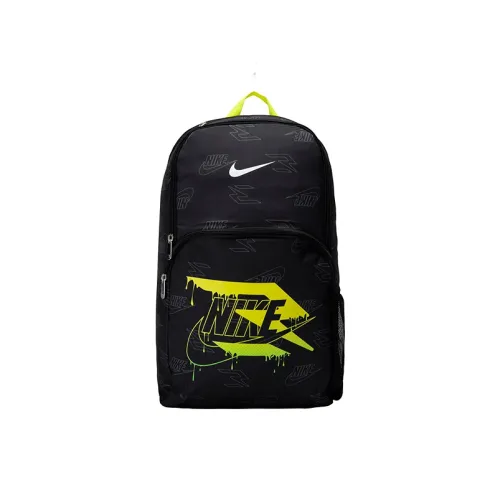nike Полиэстер Рюкзак Стандартный Унисекс Глубокий Черный Лаймово-Зеленый