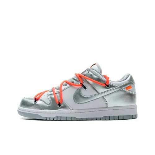 OFF Белый x Nike Dunk Покрытие Slip-Resistant Низкие Кроссовки для Скейтбординга Мужские Белый Серебряный