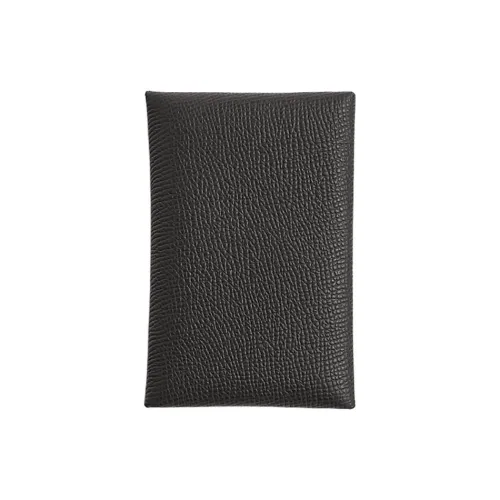 HERMES Calvi Эпсомская кожа Держатель для карт Женский 85 Ардизий Темно-сланцевый серый