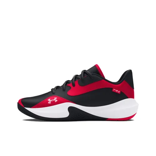 Under Armour Lockdown 7 Slip-Resistant Abrasion-Resistant Low-Top Баскетбольные Кроссовки Унисекс Черный Красный