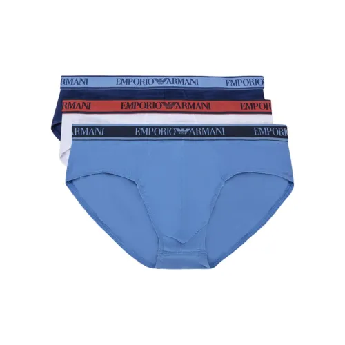 Emporio Armani FW24 Трусы Мужские 3 упаковки Светло-синий + Белый + Темно-синий