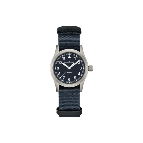 HAMILTON Khaki Field Series Кварцевый механизм Унисекс Часы 38 мм Синий циферблат Нержавеющая сталь Корпус Холст Ткань NATO Ремешок