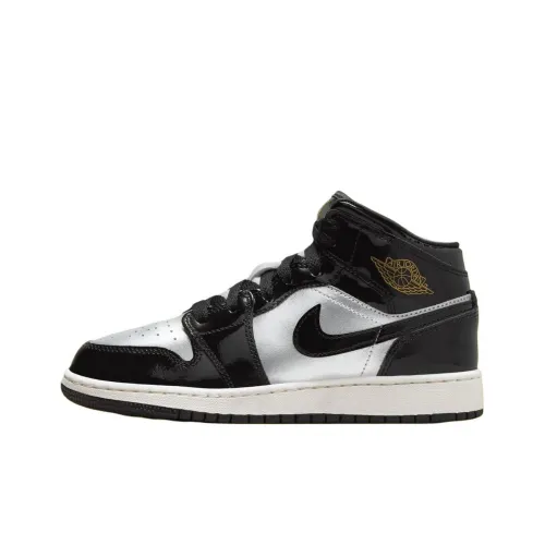 Jordan Air Jordan 1 Детские баскетбольные кроссовки MID Топ Черный Унисекс