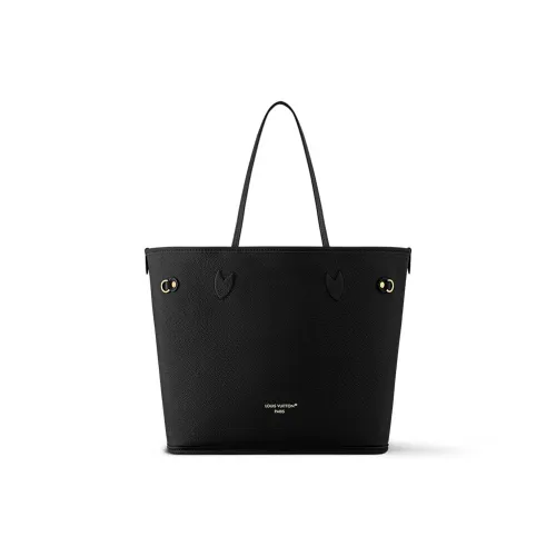 LOUIS VUITTON NEVERFULL Монограмма Покрытый холст Двойная сторона NEVERFULL Одно плечо Сумка Средний Женская Черная