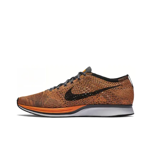 Nike Flyknit Racer Амортизаторы Shock противоскользящий низ низкий топ повседневная беговая обувь мужская оранжево-черная