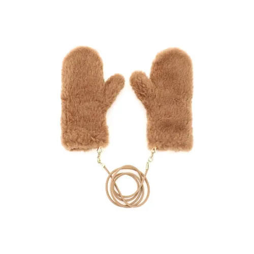 MaxMara Перчатки из альпаки шерсти шелка женские коричневые