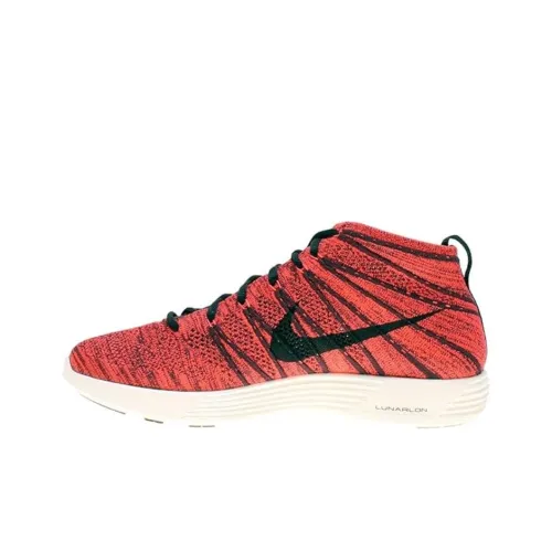 Nike Lunar Flyknit Slip Resistant Abrasion Resistant MID Топ Беговые кроссовки Унисекс Красный