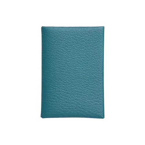 HERMES Calvi Duo Mysore Шевро Картхолдер Женские D2 Новый BLEU Jean Новый Джинсовый синий