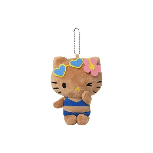 Санрио Hello Kitty 50th Anniversary Коллаборация Черная кожа Бикини Кукла Kitty Плюшевый брелок 12 см Рекомендуемый рост