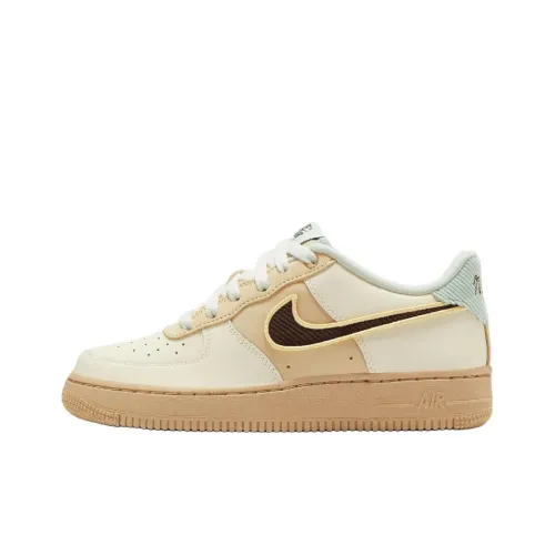 Nike Air Force 1 Slip Resistant Abrasion Resistant Низкий Топ Детские Скейтбординги Экрю