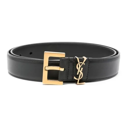 SAINT LAURENT Телячья кожа Кожаные ремни Женские Черный Ширина 3 см