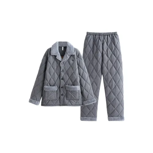 UAVAE ZJ LZS94827 Утепленный Серый Мужской Пижамный Комплект
