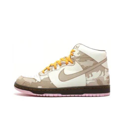 Nike Dunk High 1 Амортизация Износостойкие Высокие Кроссовки для Скейтбординга Унисекс Бежево-Коричневый
