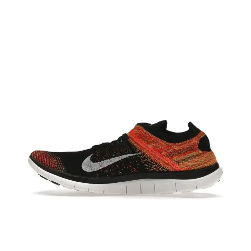 Nike Free Flyknit Амортизация Износостойкие Низкие Кроссовки для Бега Унисекс Красный Черный