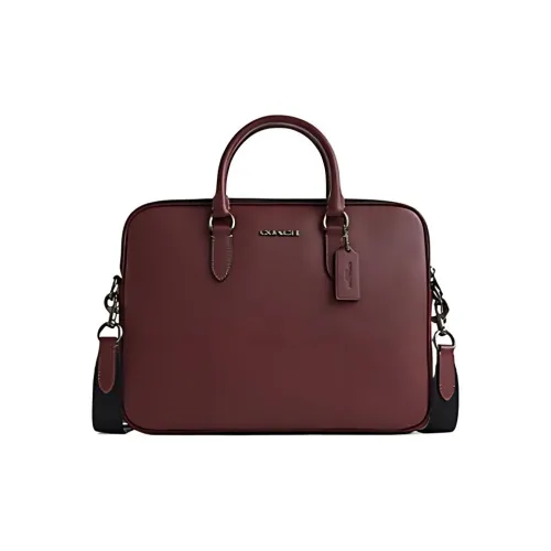 COACH Кожа Доска для ноутбука Сумка на одно плечо Большая мужская черная и винная