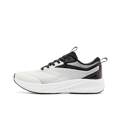 QIAODAN Rapid LITE Slip-resistant Abrasion-resistant Low Top Casual Running Shoes Men's White Black QIAODAN Rapid LITE Противоскользящий Устойчивый к истиранию Низкий Топ Повседневные Беговые Кроссовки Мужские Белый Черный