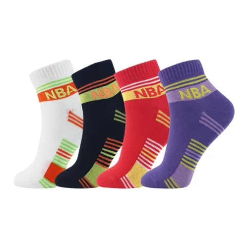 NBA 4 шт Белый+Черный+Красный+Фиолетовый Женские MID Носки до икры