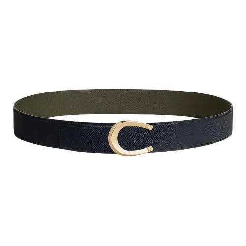 HERMES Телячья кожа Кожаные ремни Мужской Синий Зеленый Ширина 3,8 см