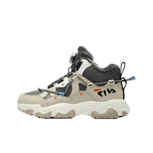 FILA KIDS BOA Slip-resistant Abrasion-resistant Low Top Kids Lifestyle Shoes Smoke Gray Champagne Brown Teenagers FILA KIDS BOA Противоскользящий Устойчивый к истиранию Низкий верх Детские повседневные туфли Дымчатый серый Шампанский коричневый Подростки