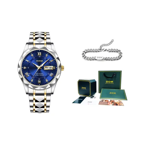 DOM Кварцевый механизм стальной ремешок мужские часы синий циферблат