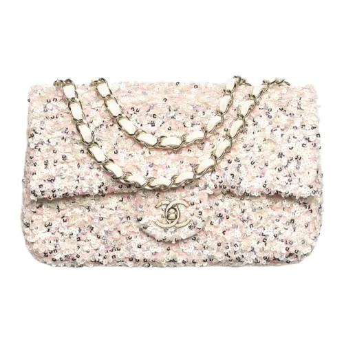 CHANEL Блестки Сумка через плечо Сумка на плечо Женская Белая и Серебряная