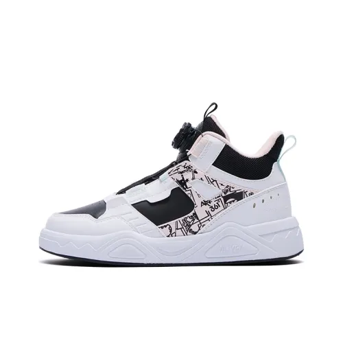 361°KIDS Скейтбординг Обувь Высокий Верх Угольный Черный/361° Белый/Светлый Пастельный Розовый Для Школьников