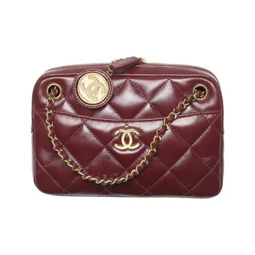 CHANEL Полированная овечья кожа Camera Сумка Сумка через плечо Мини Женский Бордовый