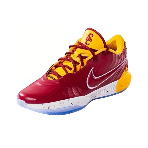 Nike Lebron 21 USC Trojans PE Устойчивые к истиранию Низкие Баскетбольные Кроссовки Мужские Красный Желтый