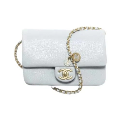 CHANEL Телячья кожа Сумка через плечо Мини Унисекс Light Синий