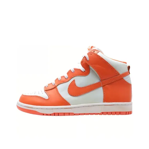 Nike Dunk QK Винтаж Противоскользящие Устойчивые к истиранию Высокие Кроссовки для скейтбординга Унисекс Белый Оранжевый