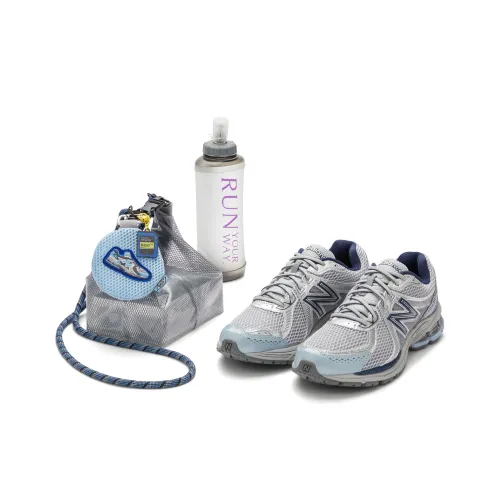 New Balance 860 v2 Устойчивый к истиранию Дышащий Низкий Топ Беговые кроссовки Унисекс Серебристо-серый Синий