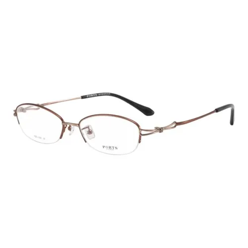 PORTS Alloy Oval Eyeglass Frames Women's Dark Brown