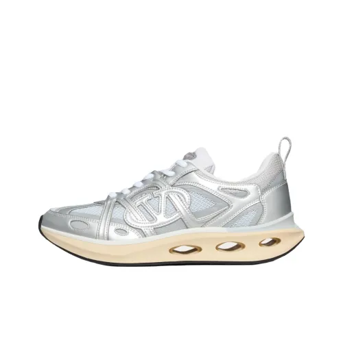 Valentino VLOGO EASYJOG Низкий топ Повседневная обувь Женская серебряная