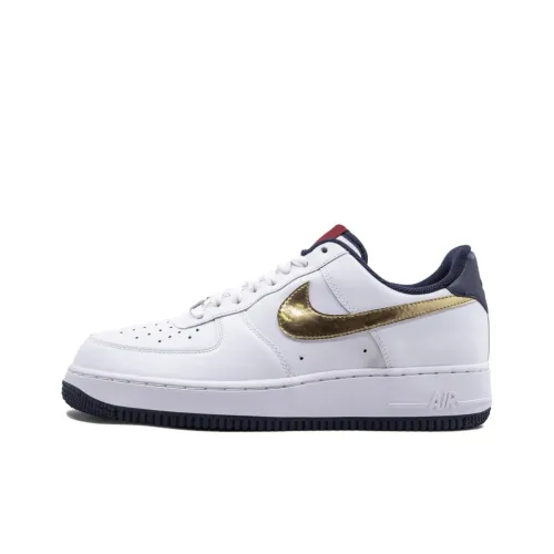 Nike Air Force 1 07 Амортизация Износостойкий Низкий Топ Скейтборд Кроссовки Мужские Черный Белый Золото