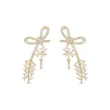 Бант, пшеница, ухо, серьги, золотой