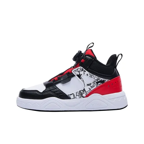 361°KIDS Скейтбординг Обувь Высокий Верх Угольный Черный/361 градусов Белый/Энергия Красный Для Школьников