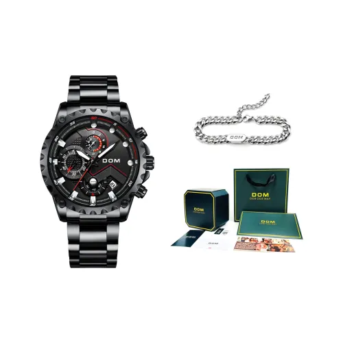 DOM Кварцевый механизм стальной ремешок мужские часы белый циферблат