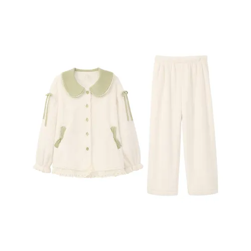 Aannsfam Pajama Комплект Женский Кремово-Желтый