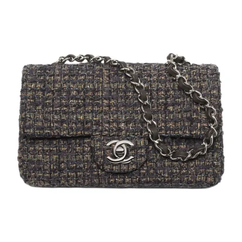 CHANEL Шерсть Сумка через плечо Сумка на плечо Мини Женская Коричневая Черная Охровая Светло-синяя