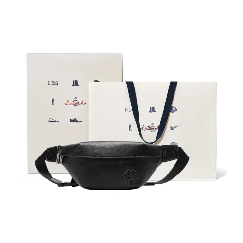 BVP Лицевая коровья кожа Outdoor Croissant Bag Sling Bag Унисекс Черный