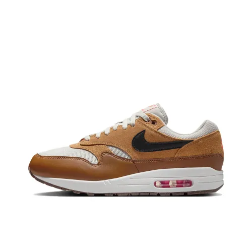Nike Air Max 1 Low Топ Беговые кроссовки Мужские Коричневый Белый