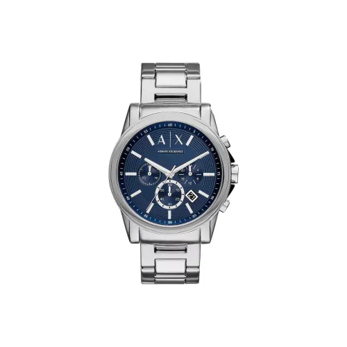 ARMANI EXCHANGEAE Часы Кварцевый механизм Нержавеющая сталь Ремешок 45 мм Синий циферблат Унисекс