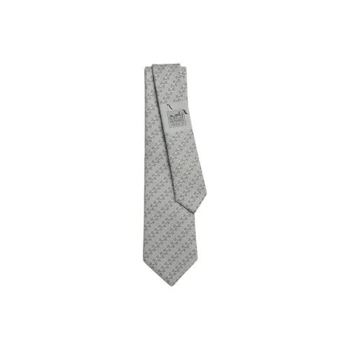 HERMES Silk Silk Ties Men's Gray
