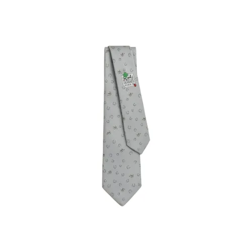 HERMES Silk Silk Ties Men's Medium Gray