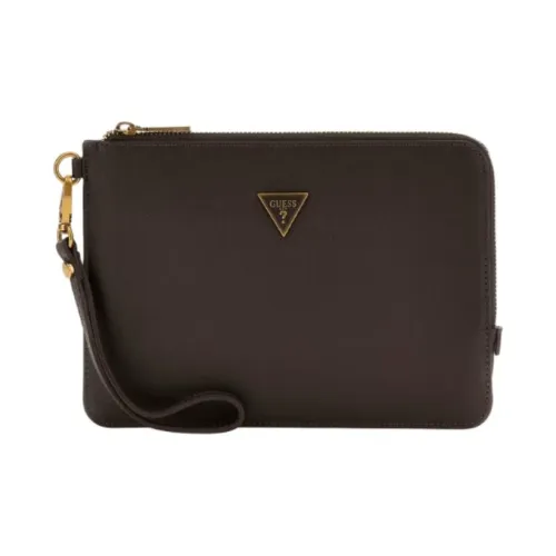 GUESS Полиуретан Клатч Стандартный Мужской Темно-Коричневый