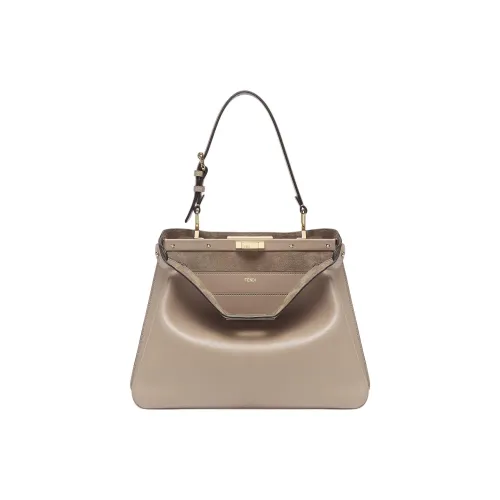 FENDI Peekaboo Soft MediumСумка Из Кожи Серо-коричневого Цвета