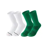 Белый+Зеленый Профессиональный Crew Носки Скакалка Универсальные Спортивные Носки [2-Пачка]