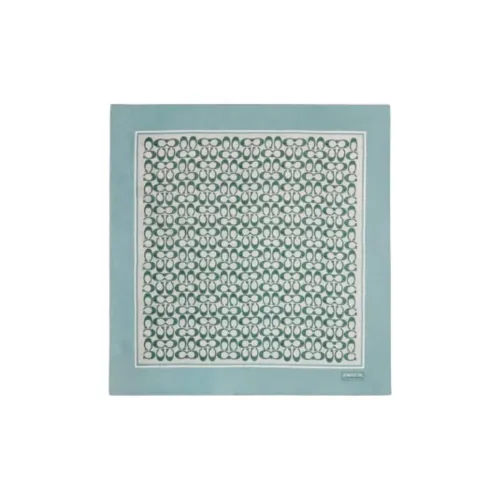 COACH Шарфы из шелка с узором "Тутовый" Женские цвет "Аквамарин" каменный узор