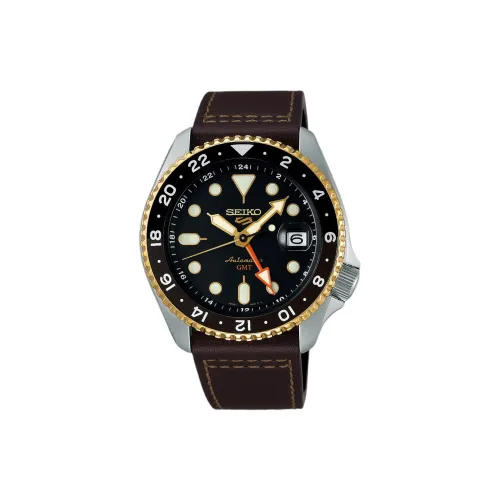 SEIKO SKX Collection Автоматический Ручной Механизм Механические Часы Кожаный Ремешок Мужские Часы Черный Циферблат